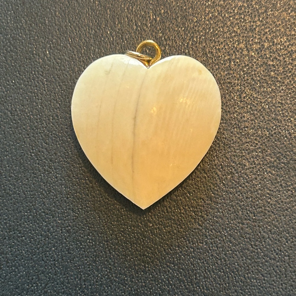 Heart Pendant Charm in Cream with Gold Bail